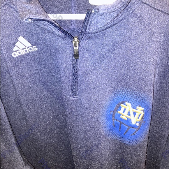 Adidas sweatshirt men’s collared pull over with quarter zip Notre Dame logo - Picture 2 of 5